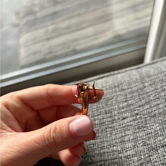 Versace Gold Earrings with Pink Accents - Picture 6 of 7